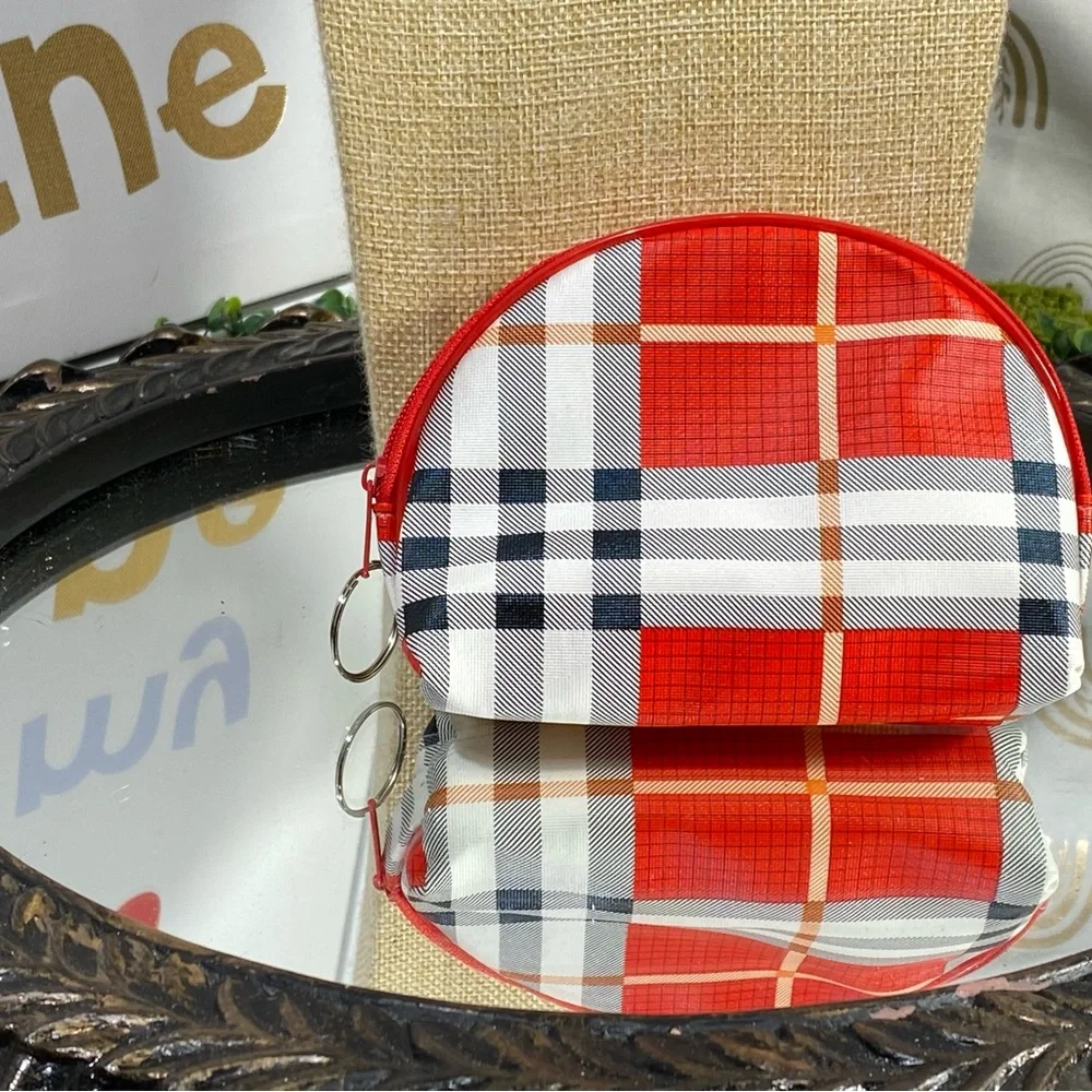 Plaid Red Cosmetic Bag